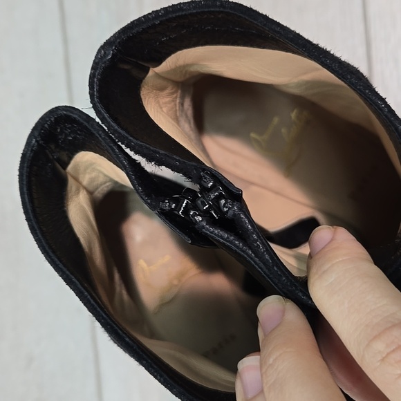 Christian Louboutin Women Black Suede Heeled Boots Shoes Sz 36.5/6.5 - Picture 5 of 16